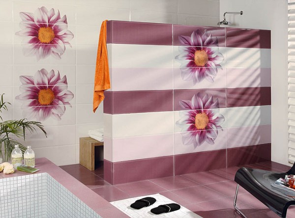 Carrelage double cuisson avec éléments décoratifs