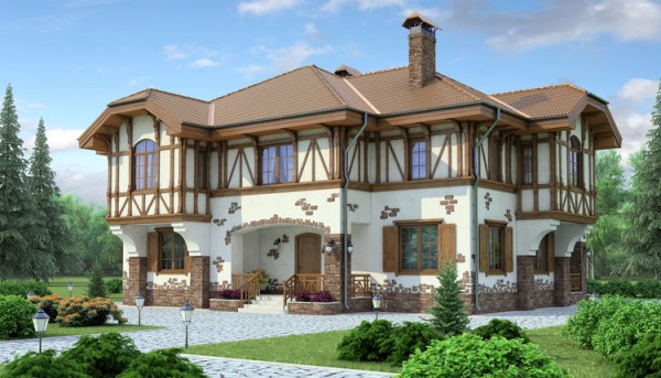 Finition de la façade de la maison dans le style fachwerk
