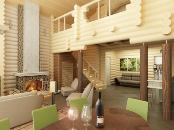 Carrelage dans une maison en bois