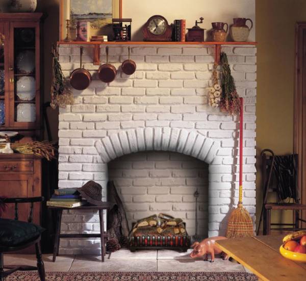 Cheminée en brique blanche Cheminée en brique blanche