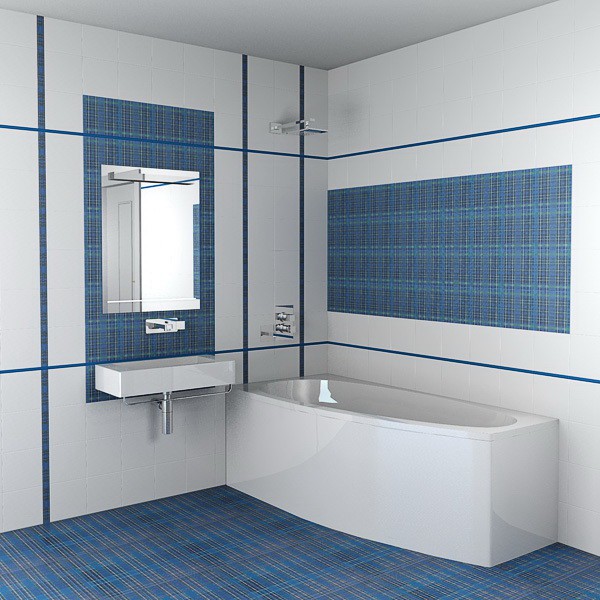 Revêtement de sol et de mur dans la salle de bain avec des carreaux de céramique majolique