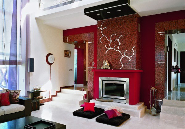 Garniture de cheminée en mosaïque Garniture de cheminée en mosaïque