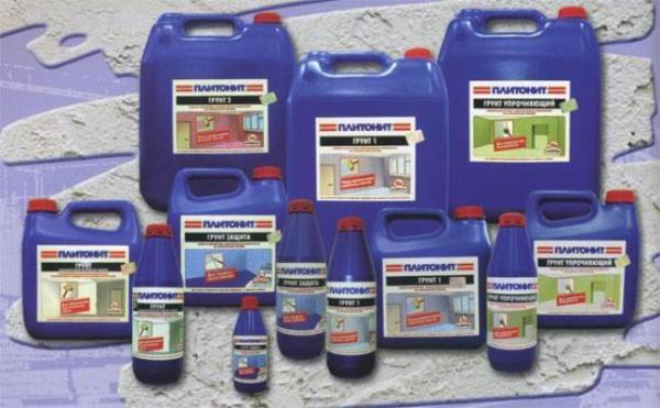 Primaires de construction - types de marque Plitonit Primaires de construction - types de marque Plitonit