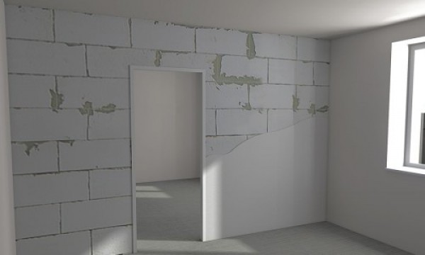 Murs intérieurs en stuc de blocs de mousse dans un immeuble résidentiel Murs intérieurs en stuc de blocs de mousse dans un immeuble résidentiel