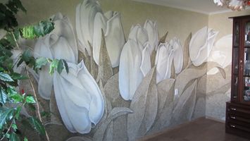 Un motif complexe créé à l'aide de papier peint liquide multicolore Un motif complexe créé à l'aide de papier peint liquide multicolore