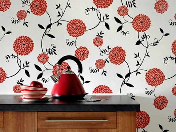 Papier peint en vinyle à l'intérieur de la cuisine