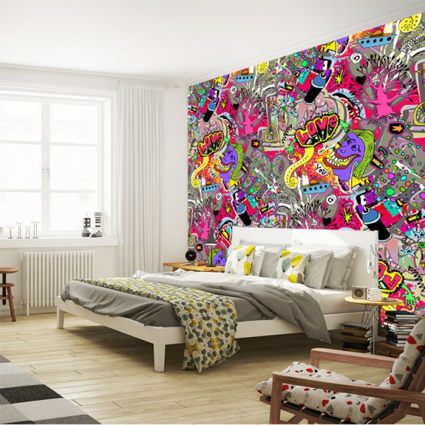 Papier peint mural Mur de graffitis à l'intérieur de la chambre