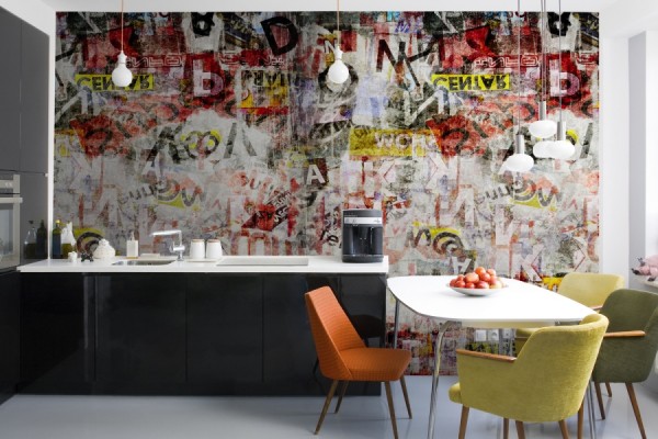 Papiers peints avec graffitis à l'intérieur de la cuisine