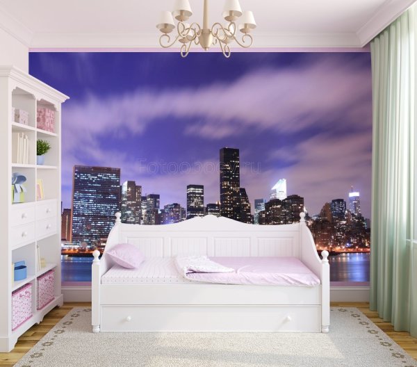 Sur la photo, l'image du ciel bleu sur New York le soir