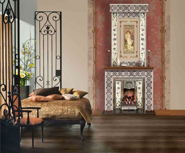 Papiers peints Cheminée Art Nouveau dans la chambre Papiers peints Cheminée Art Nouveau dans la chambre