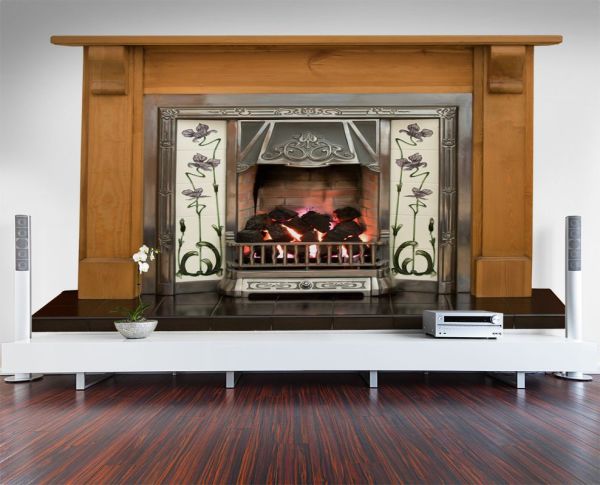 Papiers peints avec une cheminée dans le style japonais de l'intérieur Papiers peints avec une cheminée dans le style japonais de l'intérieur