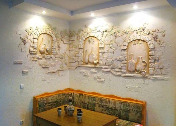 Les murs de la cuisine après réparation