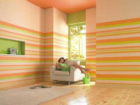 Conception de papier peint pour le salon: alternance de rayures. Conception de papier peint pour le salon: alternance de rayures.